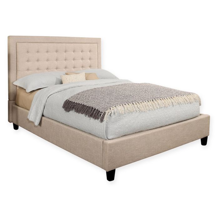 Abbyson Living Riley Upholstered Platform Bed in Cream | Bed Bath & Beyond