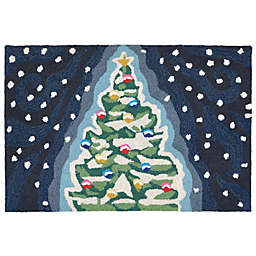 Liora Manne Midnight Christmas Tree 1-Foot 8-Inch x 2-Foot 6-Inch Indoor/Outdoor Accent Rug in Navy
