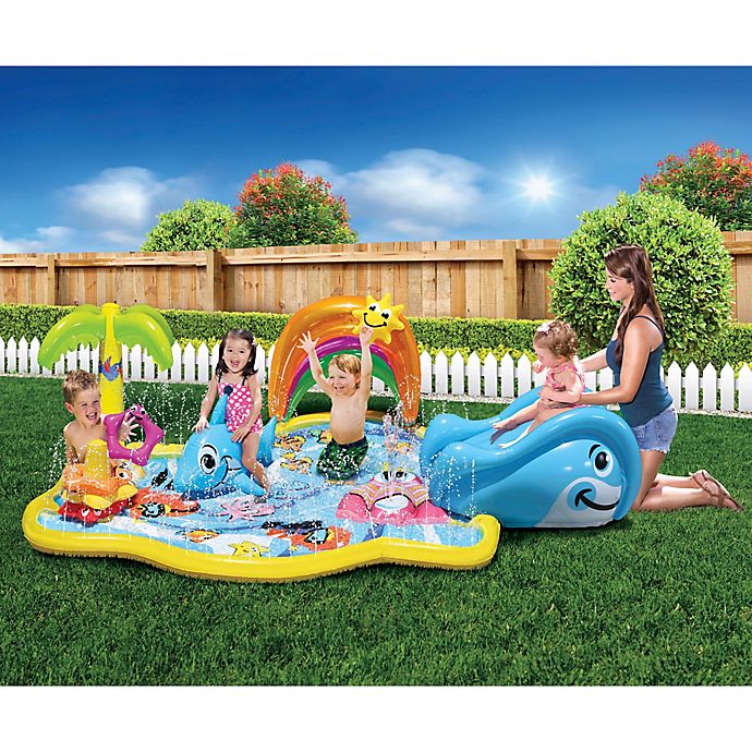 Banzai Splish Splash Inflatable Water Park with Canopy | Bed Bath & Beyond