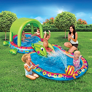 Banzai Shade &#39;N Slide Turtle Splash Pool. View a larger version of this product image.