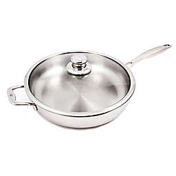 Swiss Diamond® Premium Clad 5.3 qt. Stainless Steel Covered Sauté Pan with Helper Handle