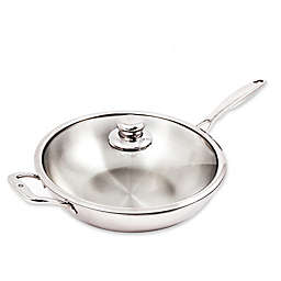 Swiss Diamond® Premium Clad 5.8 qt. Stainless Steel Covered Wok with Helper Handle