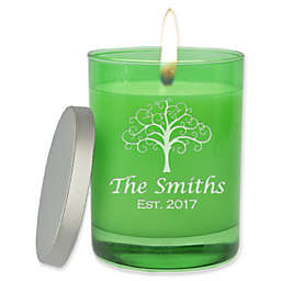 Carved Solutions Gem Collection Tree of Life Soy Wax Candle in Glass Vessel in Emerald