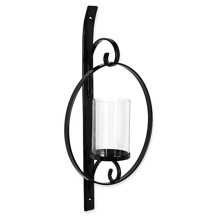 Kate And Laurel Doria Metal Wall Sconce Candle Holder Bed Bath Beyond - Black Iron Wall Sconces For Candles