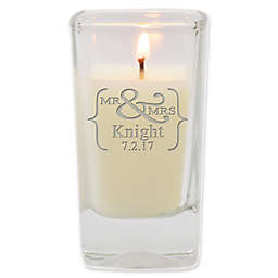 Carved Solutions Mr.& Mrs. Unscented Soy Wax Glass Votive Candle