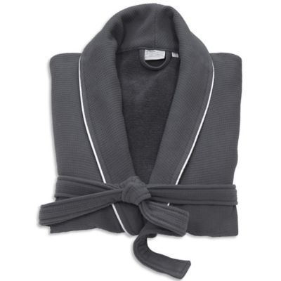 L/XL Waffle Terry Solid Bathrobe Dark Gray - Linum Home Textiles