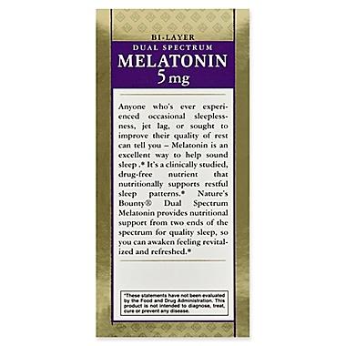 Nature&#39;s Bounty&reg; 60-Count 5mg Dual Spectrum Melatonin Bi-Layer Tablets. View a larger version of this product image.