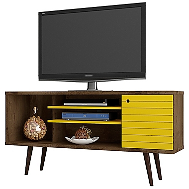 Manhattan Comfort Liberty 53.14-Inch TV Stand in Rustic Brown/Yellow. View a larger version of this product image.