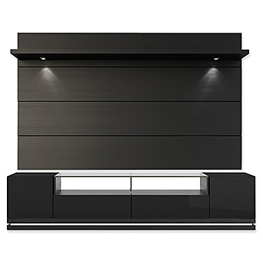 Manhattan Comfort Vanderbilt TV Stand and Cabrini 2.2 Floating Wall Panel in Black. View a larger version of this product image.