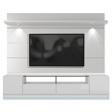 Manhattan Comfort Vanderbilt TV Stand and Cabrini 2.2 Floating Wall Panel in White Gloss. View a larger version of this product image.