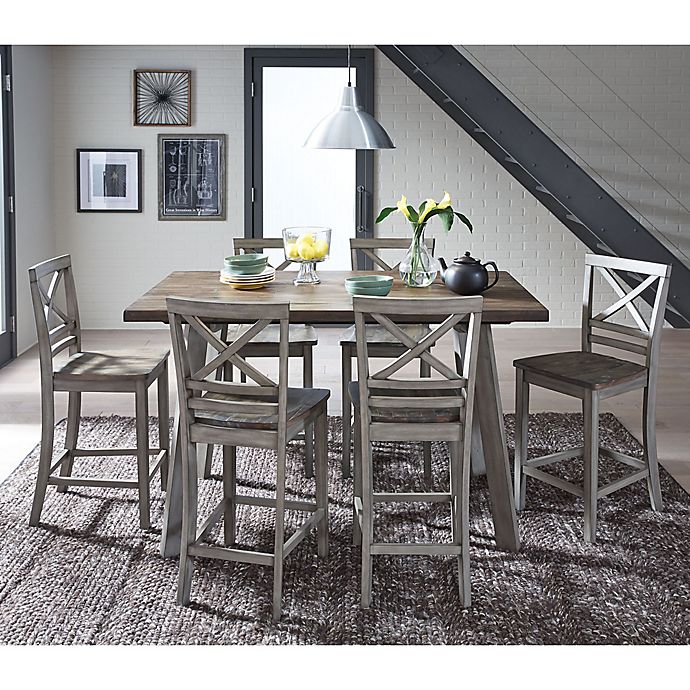 Dining Set In Rustic Grey, Rustic Counter Height Dining Table Set