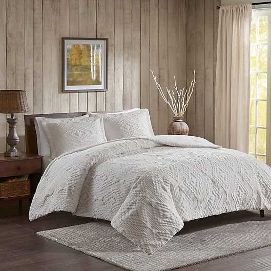 Alternate image 1 for Woolrich® Teton Plush 3-Piece Full/Queen Coverlet Set in Ivory