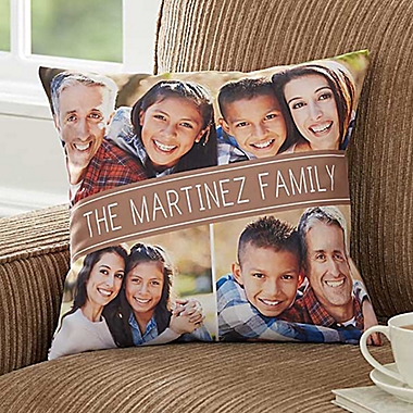 Family Photo 14-Inch Square Throw Pillow. View a larger version of this product image.