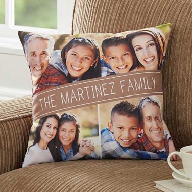 Family Photo 14-Inch Square Throw Pillow. View a larger version of this product image.