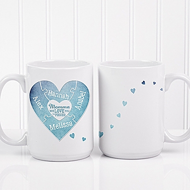 We Love You To Pieces 15 oz. Photo Coffee Mug in White. View a larger version of this product image.