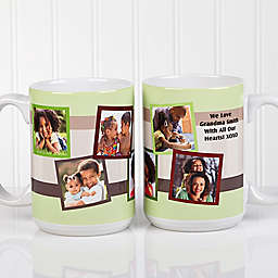Any Message Photo Collage 15 oz. Mug in White