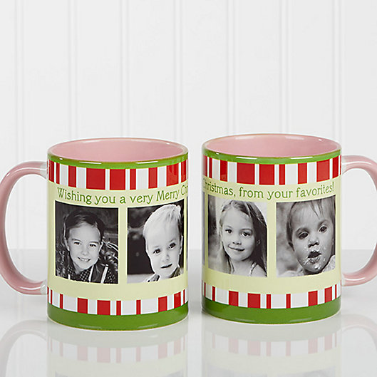 Alternate image 1 for Christmas Photo Message 11 oz. Coffee Mug in Pink