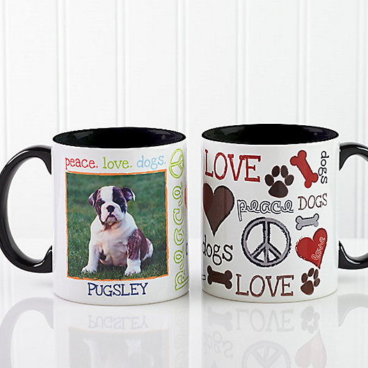 Alternate image 1 for Peace, Love, Dogs 11 oz. Photo Coffee Mug in Black