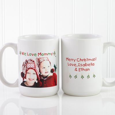 Christmas Photo Wishes 15 oz. Coffee Mug in White