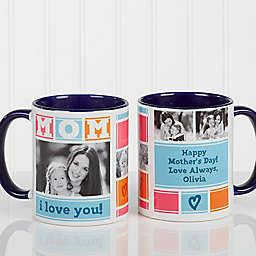Mom Photo Collage 11 oz. Coffee Mug in Blue/White