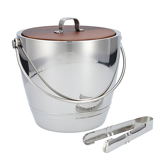 Alternate image 1 for Crafthouse by Fortessa Stainless Steel Ice Bucket with Wood Lid and Tongs