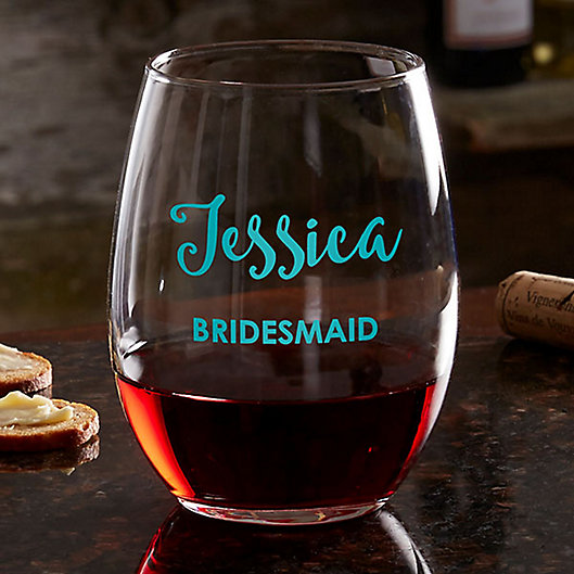 Alternate image 1 for Bridal Party Personalized Stemless Wine Glass