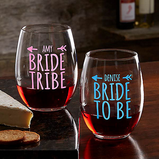 Alternate image 1 for Bride Tribe Personalized 21oz. Stemless Wine Glass