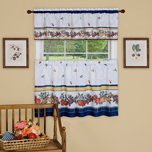Alternate image 1 for Achim Fruity Tiles Kitchen Window Curtain Tier Pair and Valance