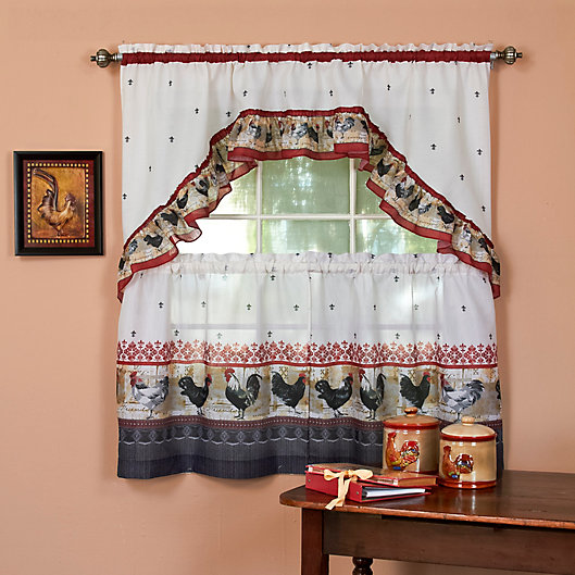 Alternate image 1 for Achim Rooster Kitchen Window Curtain Tier Pair and Swag Valance