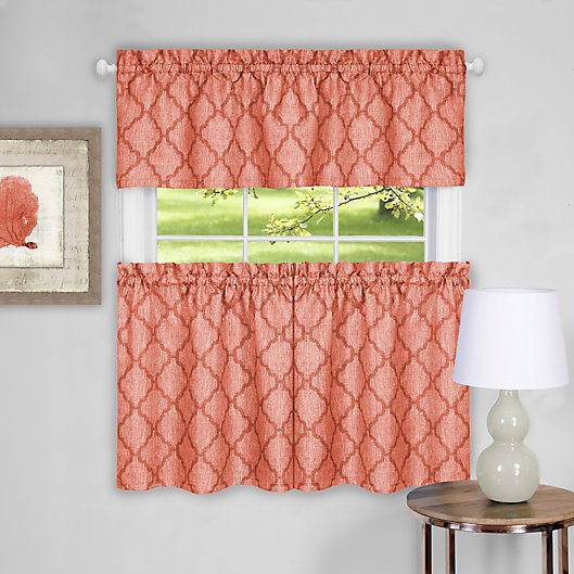 Alternate image 1 for Achim Colby 24-Inch Kitchen Window Curtain Tier Pair and Valance in Orange