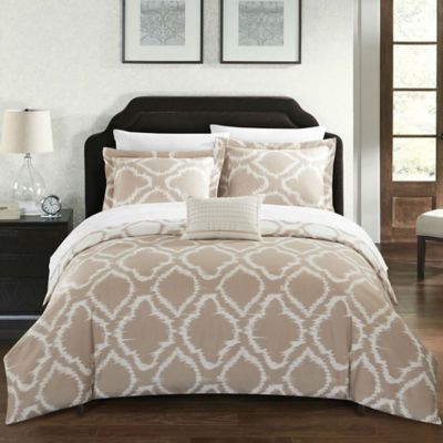 Koongso 3 Pieces Reversible Ikat Diamond and Contemporary Geometric Microfiber pattern print Duvet Cover Set Twin/Queen Size