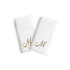 Alternate image 0 for Linum Home Textiles Bridal Monogram Script Letter Hand Towels in White/Gold (Set of 2)