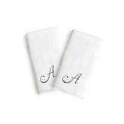 Linum Home Textiles Monogrammed Letter "A" Luxury Bridal 2-Piece Hand Towel Set in White