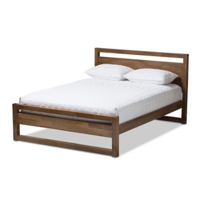 Baxton Studio Torino King Solid Wood Platform Bed in Walnut
