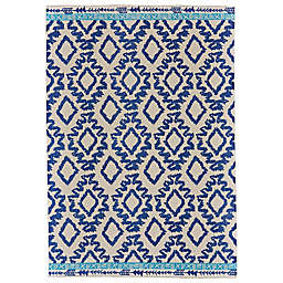 Weave & Wander Ira Tribal Stone Washed Cotton Flatweave 8' x 11' Area Rug in Blue
