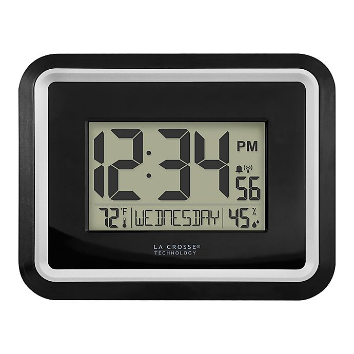 Silver Rim Atomic Digital Wall Clock, La Crosse Technology Large Atomic Digital Clock With Outdoor Temperature In Silver