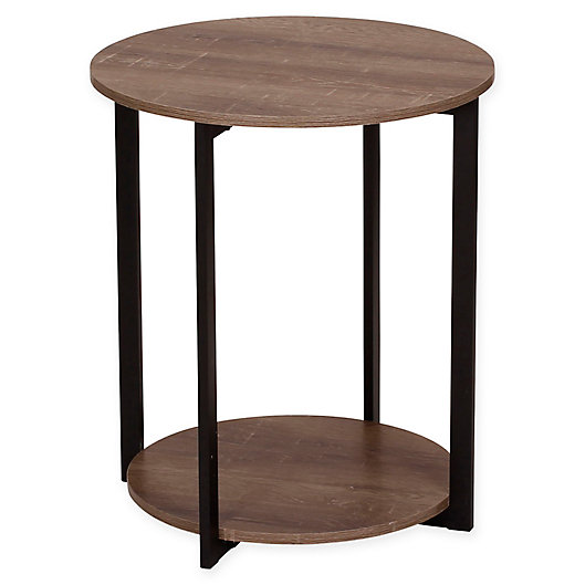 Household Essentials Ashwood End Table, Industrial Round Coffee Table Ashwood Modern Home Decor