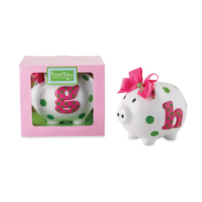 Mud Pie Ceramic Letter Piggy Bank In Pink White Bed Bath Beyond