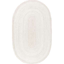 nuLOOM Rigo Hand Woven Farmhouse Jute 9' x 12' Oval  Area Rug in White