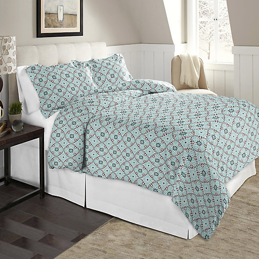 Alternate image 1 for Pointehaven 170 GSM Flannel Twin/Twin XL Duvet Cover Set in Brown/Teal