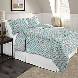 Pointehaven 170 GSM Flannel Twin/Twin XL Duvet Cover Set in Brown/Teal