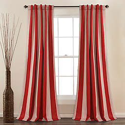 Julia Stripe 84-Inch Rod Pocket Room Darkening Window Curtain Panels in Red (Set of 2)