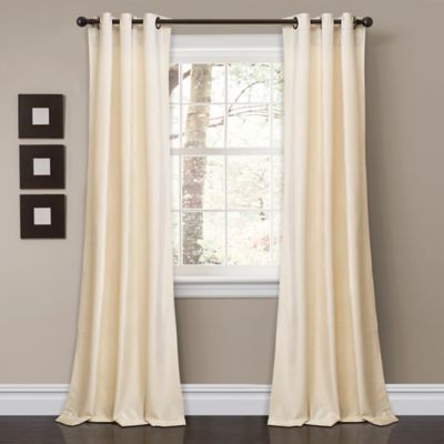 Prima Velvet 84-Inch Grommet Room Darkening Window Curtain Panels in Ivory (Set of 2)