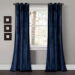 Prima Velvet 84-Inch Grommet Room Darkening Window Curtain Panels in Navy (Set of 2)