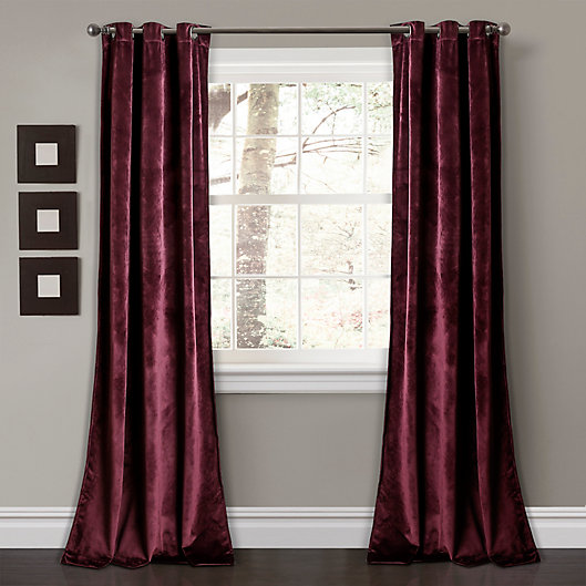Alternate image 1 for Prima Velvet 84-Inch Grommet Room Darkening Window Curtain Panels in Plum (Set of 2)