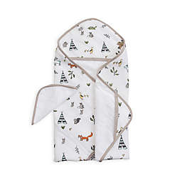 Little Unicorn™ Cotton Hooded Towel and Washcloth Set in Forest Friends