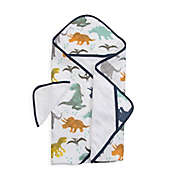 Little Unicorn Cotton Muslin and Terry Hooded Towel and Washcloth Set in Dino Friends