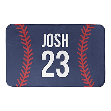 Designs Direct 34-Inch x 21-Inch Baseball Stitching Bath Mat in Blue. View a larger version of this product image.