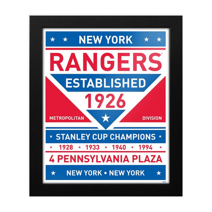 Nhl New York Rangers Dual Tone Team Sign Framed Print Bed