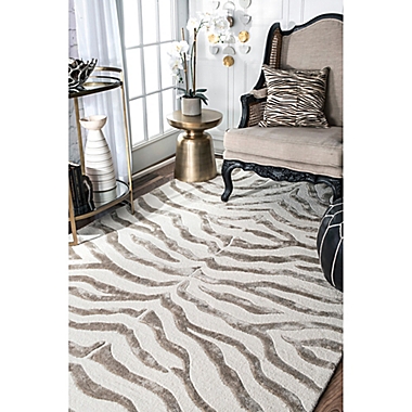 nuLOOM Plush Zebra 9-Foot 6-Inch x 13-Foot 6-Inch Area Rug in Grey. View a larger version of this product image.